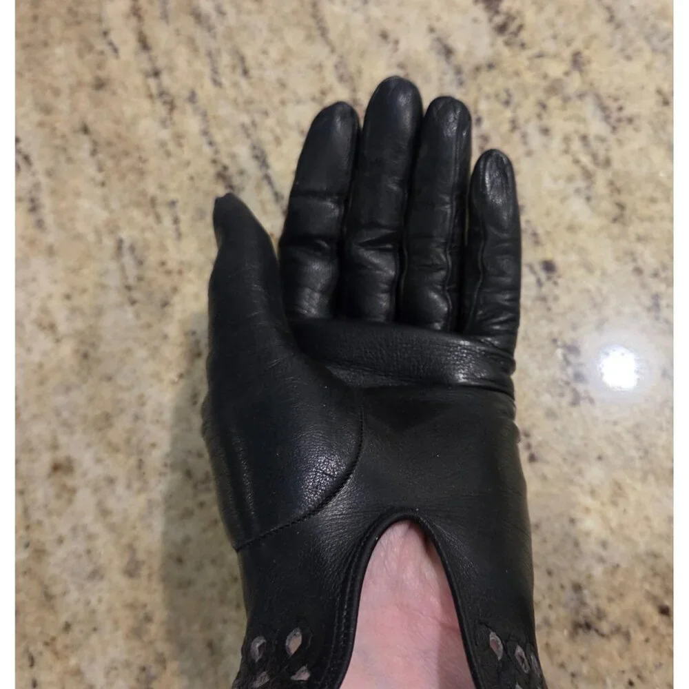 Vintage Womens Size M Black Leather Formal 8